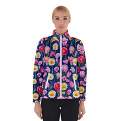 Botanical Flowers Pattern Women s Bomber Jacket by GardenOfOphir