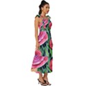 Boho Retropical Flowers Tie-Strap Tiered Midi Chiffon Dress View3