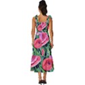 Boho Retropical Flowers Tie-Strap Tiered Midi Chiffon Dress View4