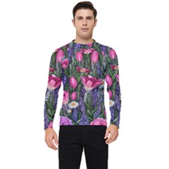 Cheerful Watercolor Flowers Men s Long Sleeve Rash Guard by GardenOfOphir