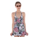 Retro Topical Botanical Flowers Halter Dress Swimsuit  View1