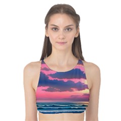 Sunset Over The Beach Tank Bikini Top by GardenOfOphir