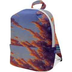 Summer Sunset Over Beach Zip Up Backpack by GardenOfOphir