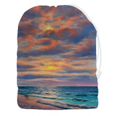 Serene Sunset Over Beach Drawstring Pouch (3xl) by GardenOfOphir