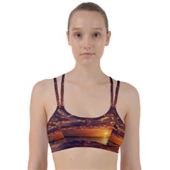 Orange Sunburst Line Them Up Sports Bra by GardenOfOphir