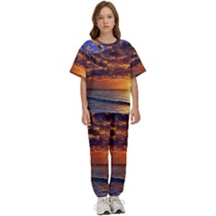 Orange Sunburst Kids  Tee And Pants Sports Set by GardenOfOphir