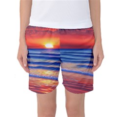 Golden Sunset Over Beach Women s Basketball Shorts by GardenOfOphir