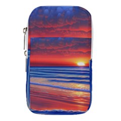 Golden Sunset Over Beach Waist Pouch (small) by GardenOfOphir