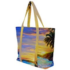 Sunrise At The Beach Zip Up Canvas Bag by GardenOfOphir