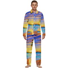 Sunrise At The Beach Men s Long Sleeve Velvet Pocket Pajamas Set by GardenOfOphir