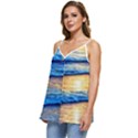 Ocean Sunset Casual Spaghetti Strap Chiffon Top View2