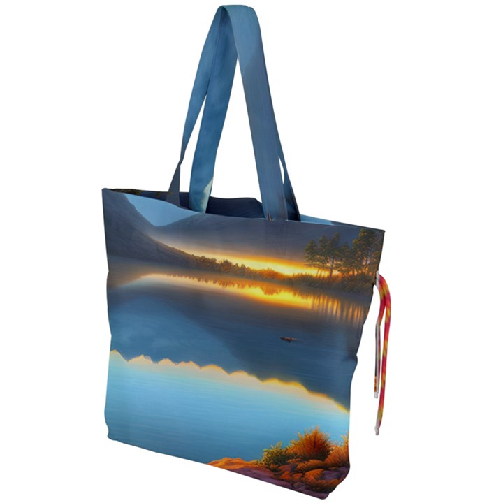 Gorgeous Lake Drawstring Tote Bag