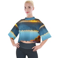 Gorgeous Lake Mock Neck Tee by GardenOfOphir