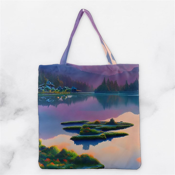 Astonishing Lake View Grocery Tote Bag