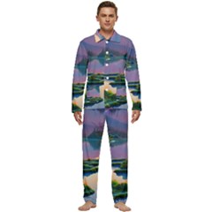 Astonishing Lake View Men s Long Sleeve Velvet Pocket Pajamas Set by GardenOfOphir