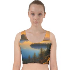 Distant Sunset Velvet Racer Back Crop Top by GardenOfOphir