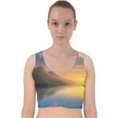 Benevolent Sunset Velvet Racer Back Crop Top by GardenOfOphir