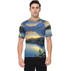 Crimson Sunset Men s Short Sleeve Rash Guard by GardenOfOphir