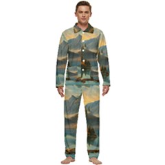 Dazzling Sunset Men s Long Sleeve Velvet Pocket Pajamas Set by GardenOfOphir