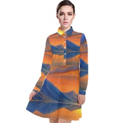 Glorious Sunset Long Sleeve Chiffon Shirt Dress by GardenOfOphir