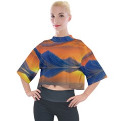 Glorious Sunset Mock Neck Tee by GardenOfOphir