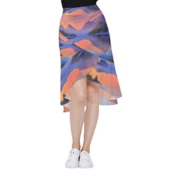 Loveliest Sunset Frill Hi Low Chiffon Skirt by GardenOfOphir