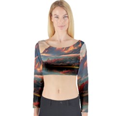 Opulent Sunset Long Sleeve Crop Top by GardenOfOphir