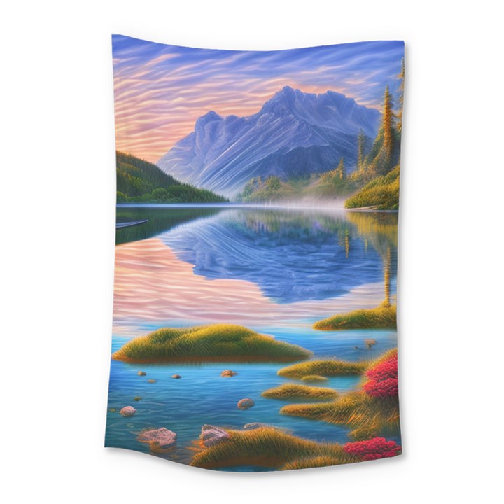 Romantic Lake Sunset Small Tapestry