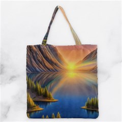 Remarkable Lake Sunset Grocery Tote Bag by GardenOfOphir