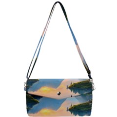 Somber Lake Sunset Removable Strap Clutch Bag by GardenOfOphir