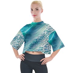 Pastel Beach Wave Mock Neck Tee by GardenOfOphir