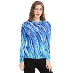 Nature Ocean Waves Women s Long Sleeve Rash Guard by GardenOfOphir