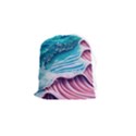 Pink Wave Crashing On The Shore Drawstring Pouch (Small) View1