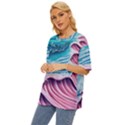 Pink Wave Crashing On The Shore Oversized Basic Tee View2