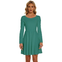 Celadon Green	 - 	long Sleeve Wide Neck Velvet Dress by ColorfulDresses