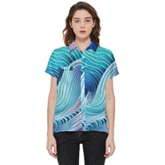 Ocean Waves Pastel Short Sleeve Pocket Shirt by GardenOfOphir