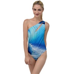 Nature s Beauty; Ocean Waves To One Side Swimsuit by GardenOfOphir