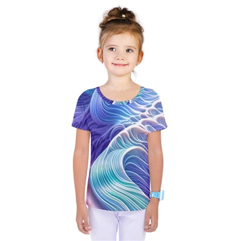 Majestic Ocean Waves Kids  One Piece Tee by GardenOfOphir