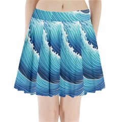 Simple Summer Wave Pattern Pleated Mini Skirt by GardenOfOphir