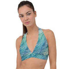 Wave Of The Ocean Halter Plunge Bikini Top by GardenOfOphir