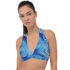 Wave Beach Iii Halter Plunge Bikini Top by GardenOfOphir