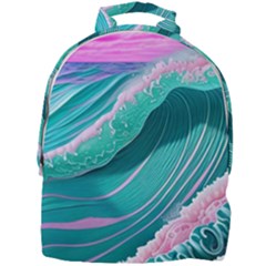 Pink Ocean Waves Mini Full Print Backpack by GardenOfOphir