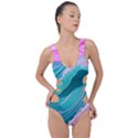 Pink Ocean Waves Side Cut Out Swimsuit View1