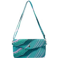 Pink Ocean Waves Removable Strap Clutch Bag by GardenOfOphir