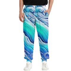 Ocean Waves In Pastel Tones Men s Elastic Waist Pants by GardenOfOphir