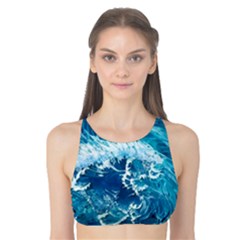 Abstract Blue Ocean Waves Iii Tank Bikini Top by GardenOfOphir