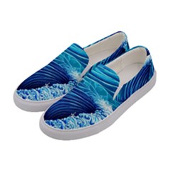 Simple Blue Ocean Wave Women s Canvas Slip Ons by GardenOfOphir