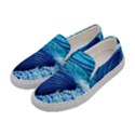 Simple Blue Ocean Wave Women s Canvas Slip Ons View2