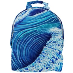 Simple Blue Ocean Wave Mini Full Print Backpack by GardenOfOphir