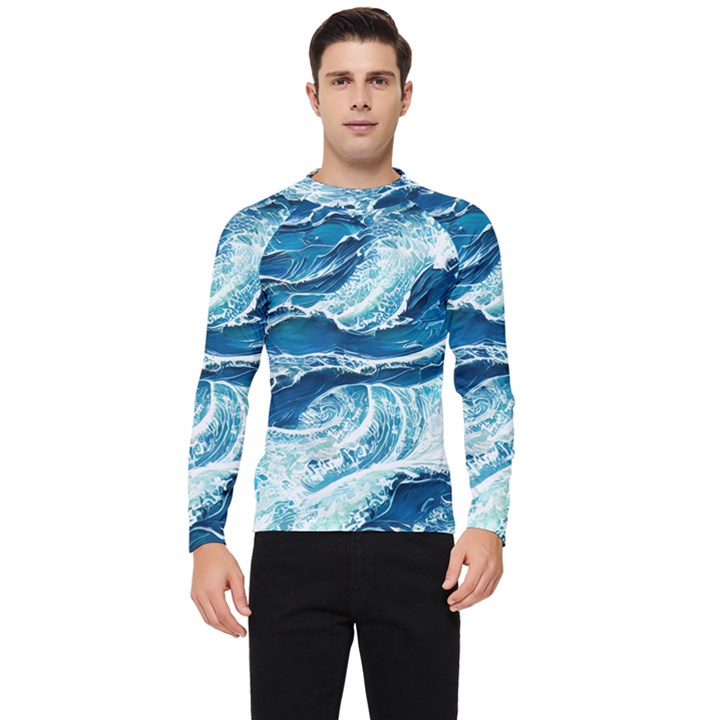 Summer Ocean Waves Men s Long Sleeve Rash Guard